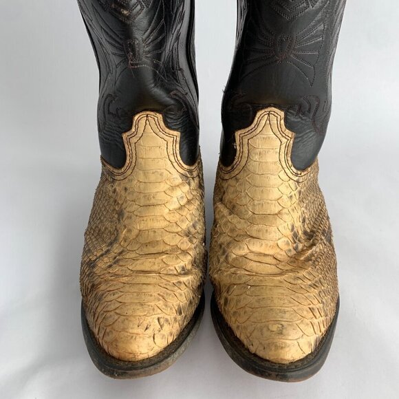 Durango Vintage Python Black Leather Cowboy Boots 9 - Picture 6 of 10